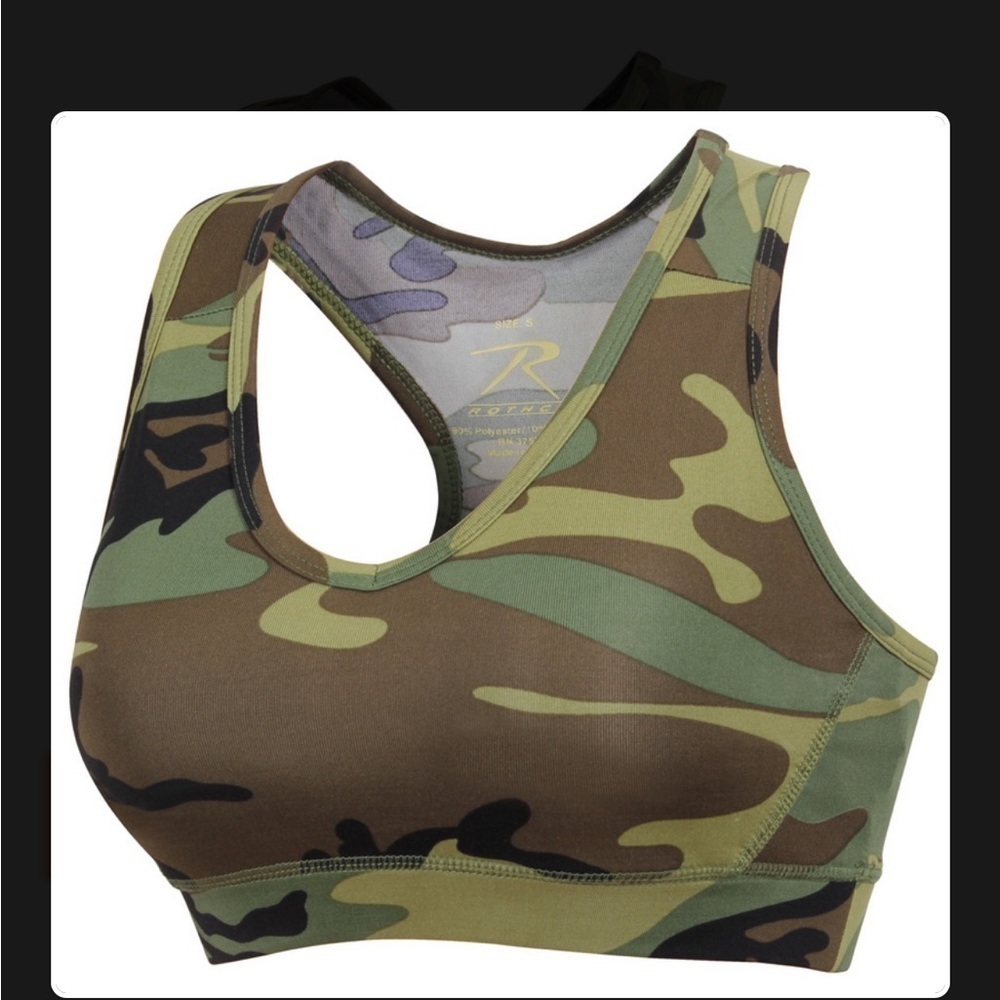 Rothco Green Camo Racerback Sports Bra NWT Large Athleisure Tactical